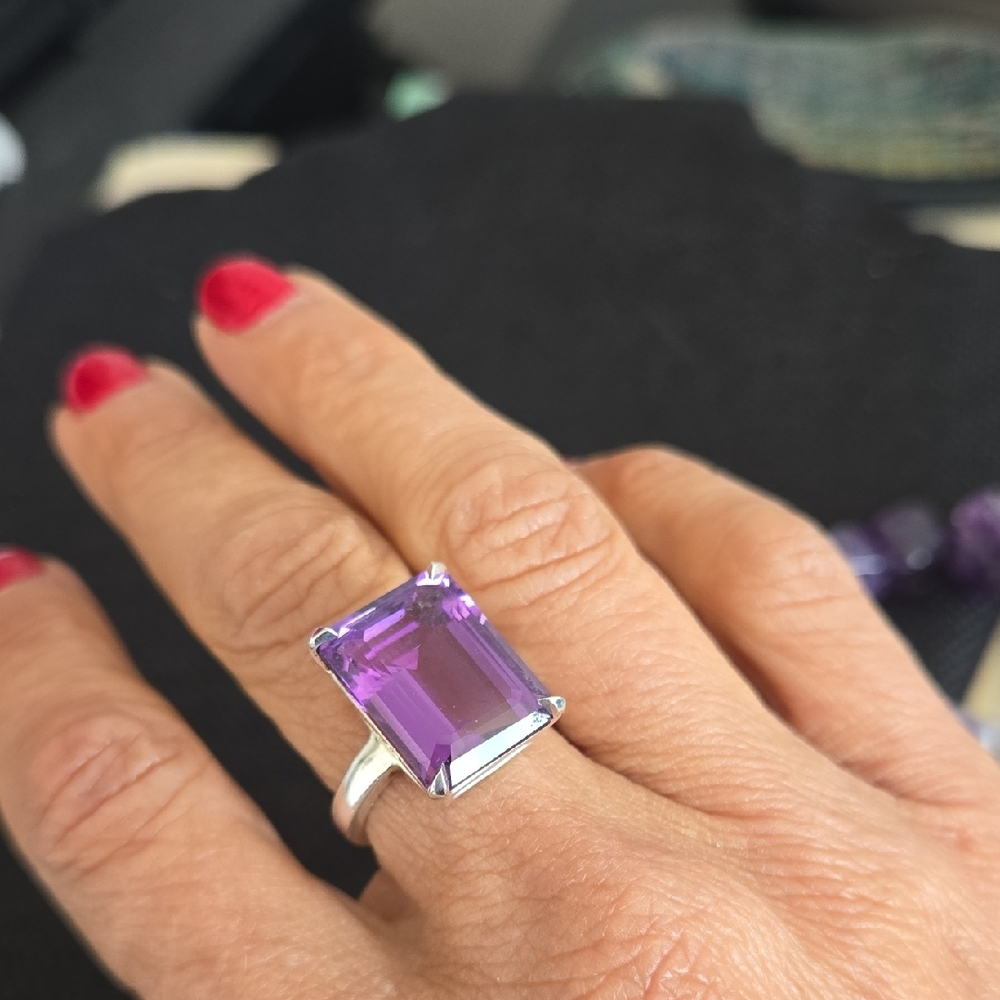 Vintage Tiffany & Co. Sterling Silver "Sparklers" Ring with Amethyst, Size 6 - Picture 2 of 9